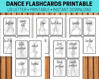 Dance Vocabulary Flashcards Printable, Dance Teacher Resource (PDF)
