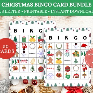 50 Page Christmas Bingo Cards Printable, Christmas Bingo Game Printable, Christmas Mingle Bingo, Bingo Game Cards, INSTANT DOWNLOAD