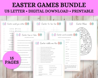 Printable Easter Games Bundle, Family Party Games (Instant Download)