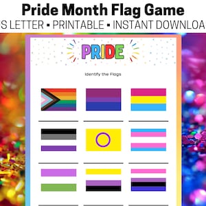 PRIDE Month Game Printable, LGBTQ+ Pride Party Game, Pride Flags Game, Rainbow Gay Lesbian Party Game, Fun Printable Pride Game
