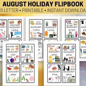 Daily August Flip Calendar Printable, August Calendar 2023, August Calendar Printable, August Calendar, Instant Download