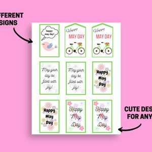May Day Tags Printables, Spring Gift Tags, Printable May Day Basket Tag ...