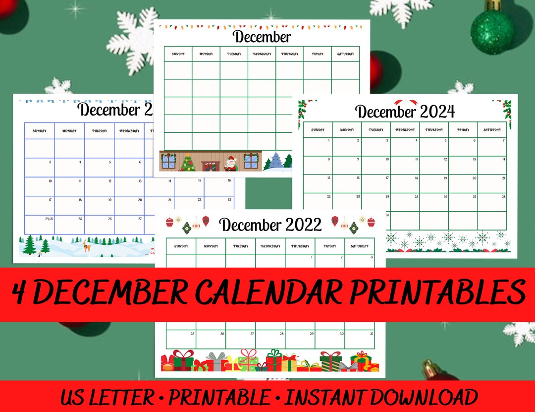 December Calendar Printables Christmas Calendars Month of - Etsy