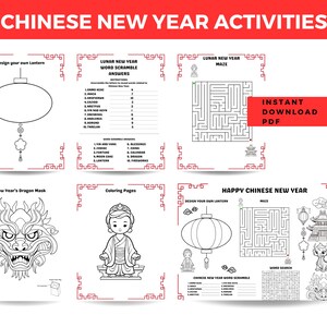 DIGITAL PRINT Chinese New Year 2024 Activities Bundle, Lunar New Year Activities, Kids Table Activities, Year of the Dragon Puppets