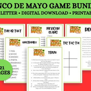 16 Cinco De Mayo Games Bundle Printable, Games for Office, Party Games for kids & adults, Printable pdf, Bundle Pack, Cinco de Mayo Birthday
