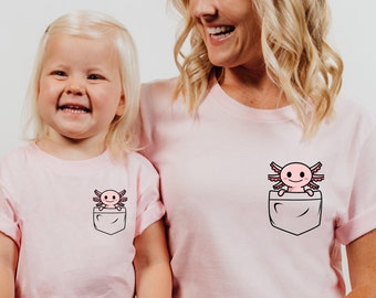 Axolotl Pocket Shirt, Axolotl Shirt, Animal Lover Tee, Axolotl Gift, Pocket Axolotl Shirt, Axolotl Birthday Tee, Cute Axolotl Shirt For Kids