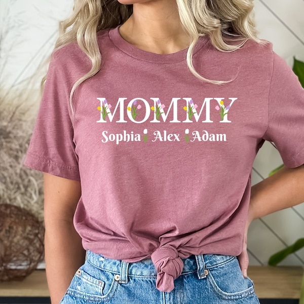 Personalized Mommy Shirt, Custom Mom Shirt, Gift For Mom, Shirt with Kids Names, Mom Birthday Gift, Custom Mom Gift, Mothers Day Gift Shirt