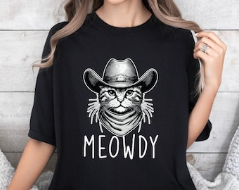 Texas Meowdy Comfort Colors Shirt, Cowboy Cat Shirt, Cat Lover Gift, Cute Cat T-Shirt, Meowdy Gift, Western Cat T-Shirt, Funny Cat Gift