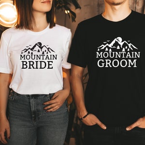 Mountain Bride And Mountain Groom Shirt, Outdoor Bachelorette Party Shirts, Western Bachelorette, Nature Bachelorette Shirt, Hiking Bride