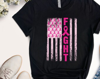 American Breast Cancer Fight Shirt, Cancer Survivor Gift, Cancer Awareness Shirt, Breast Cancer Shirt, Breast Cancer Awareness Tee