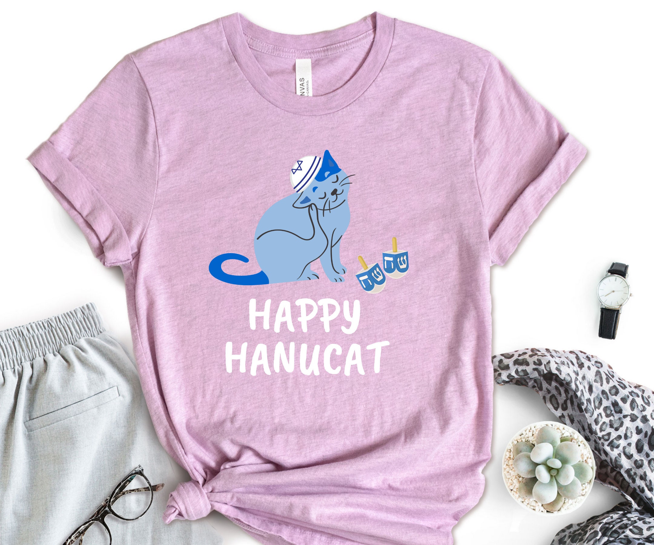 Discover Happy Hanucat Shirt, Hanukkah Shirt, Hanukkah Gift, Jewish Shirt, Jewish Gift,  Jewish T-shirt, Shalom Shirt, Funny Hanukkah Tees