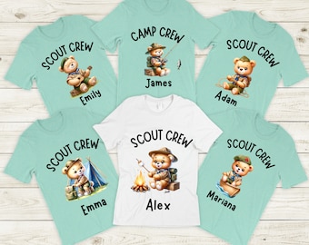 Custom Scout Crew and Camp Crew Shirt, Custom Teddy Bear Shirt, Custom Camping Shirt, Personalized Outdoors Shirt, Custom Camp Shirt