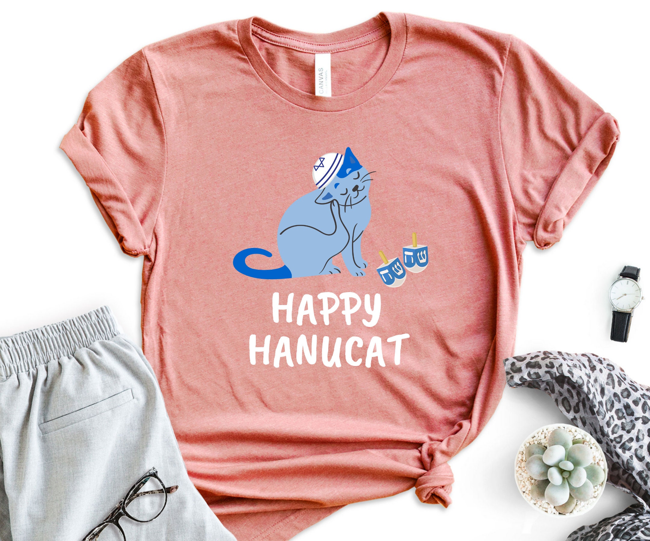 Discover Happy Hanucat Shirt, Hanukkah Shirt, Hanukkah Gift, Jewish Shirt, Jewish Gift,  Jewish T-shirt, Shalom Shirt, Funny Hanukkah Tees