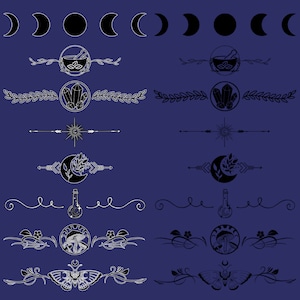 Witchy Cottagecore Themed Digital Page Dividers 1000 x 250 px