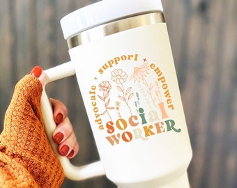 Personalized Social Worker Tumbler, Empower Advocate Support 40oz Tumbler, Mental Health Awareness Gift, Social Work Appreciation