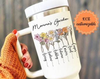 Birth Flower 40oz Tumbler, Plant Mom Tumbler,Mother’s Day Gift, Mothers Day Cup, Plant Lover Gift, Plant mom Cup, Custom Birth Flower