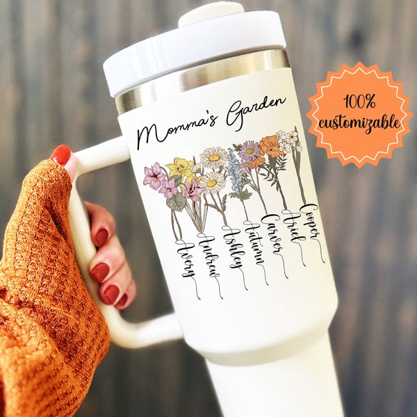 Birth Flower 40oz Tumbler, Plant Mom Tumbler,Mother’s Day Gift, Mothers Day Cup, Plant Lover Gift, Plant mom Cup, Custom Birth Flower