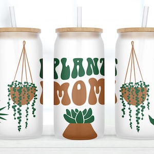 Plant Glass Cup, Plant Gifts For Women, Plants Glass Tumbler, Plants Gifts Plants Clear Cup With Lid and Straw, Crazy Plant Mom Gift