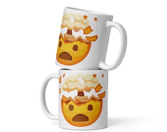 Mind Blown Emoji White glossy mug