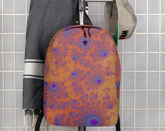 Orange Fractal Minimalist Backpack