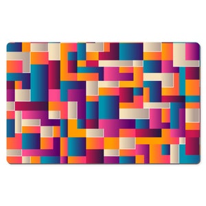 Geometry Blocks Squares Desk Mat, Excellent Aesthetic Desk Accessory