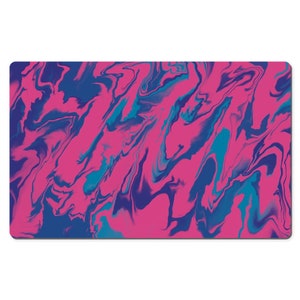 Blue Pink Retrowave Topographic Extra Large Desk Pad In Different Sizes 10x16 12x18 14x24 18x36