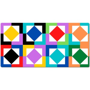 Colorful Rectangles Desk Keyboard Mouse Pad Xxl, Mondrian Style Desk Mat