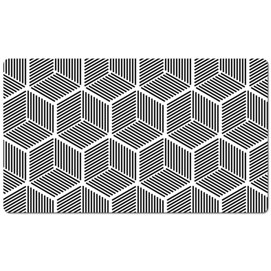Black and White Cube Geometric Pattern Desk Mat, Fun Desk Accessories ...