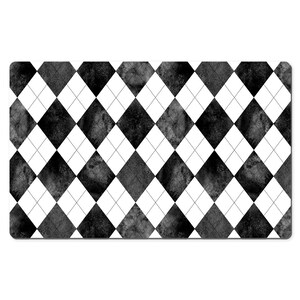Zwarte bureaumat met tegelprint, esthetisch bureauaccessoire voor een leuke werkplek