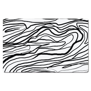 White And Black Topographic Lines Desk Mat, Topography Home Office Decor Large Gaming Desk Mat