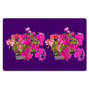 Purple Color Desk Mat With Pink Flowers For Keyboard And Mouse, Extended Mouse Pad Aesthetic Desk Decor