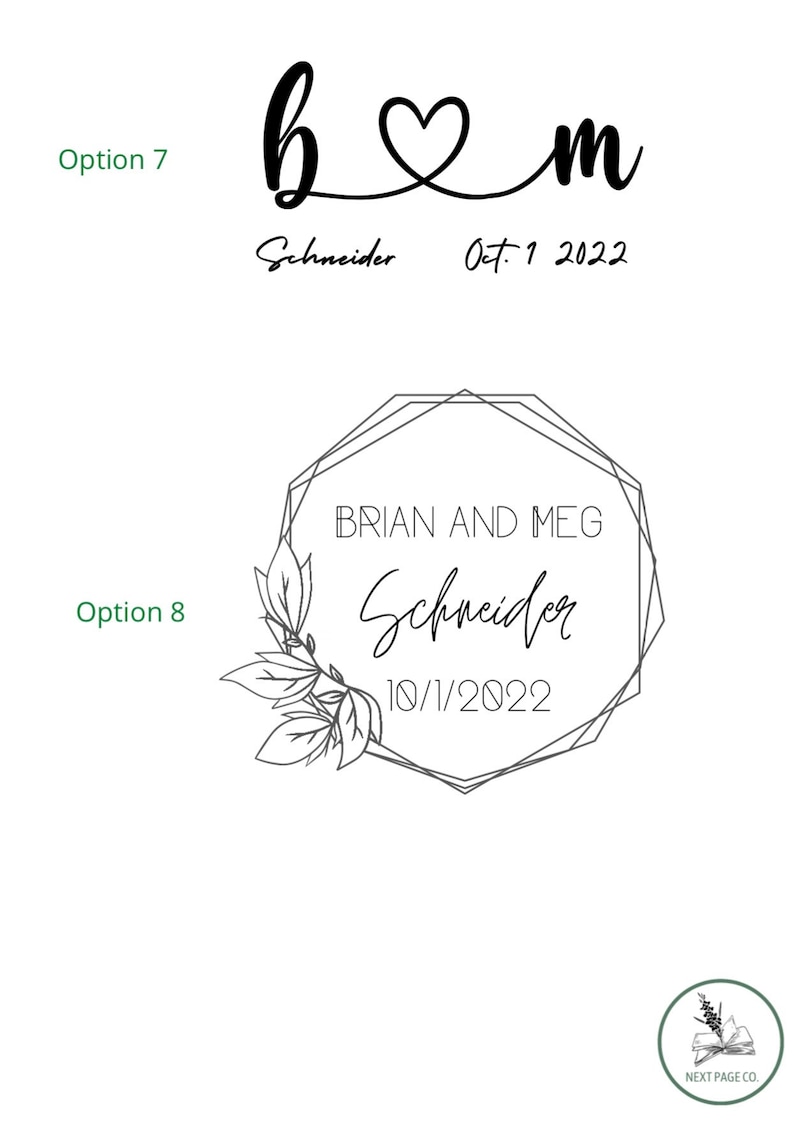 Puede incluir: Un dise&ntilde;o de invitaci&oacute;n de boda en blanco y negro con un marco geom&eacute;trico y detalles florales. El texto dice "Brian y Meg Schneider 10/1/2022".