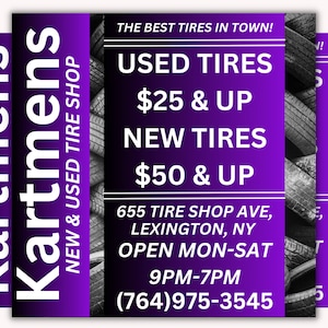 Black & Purple Tire Shop Social Media Flyer Template