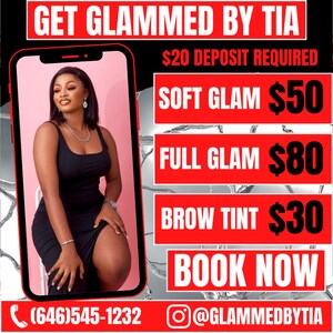 Red & Black Glammed By Makeup Artist Flyer Template, MUA Social Media Post