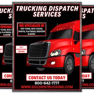 Red Truck Dispatching Flyer Template, Editable Dispatching Poster, Owner Operator Flyer