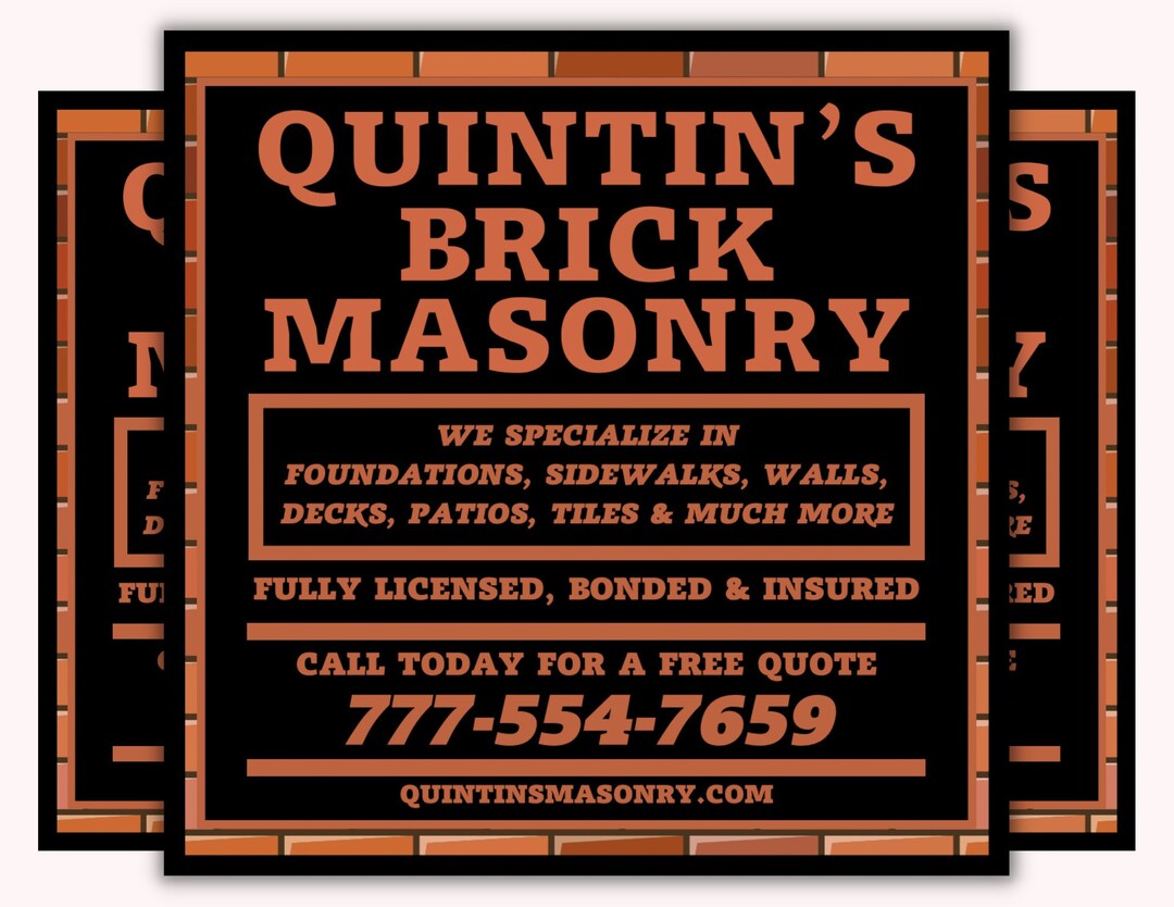 Brick Masonry Flyer Template Editable Masonry Business Social Etsy
