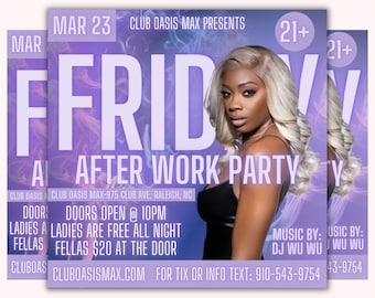 Editable Purple Friday Night Club Event Flyer Template, Friday Club Promo Social Media Flyer