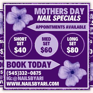 Purple Mother’s Day Nail Tech Flyer Template, Nailed By Flyer, Nail Tech Social Media Post