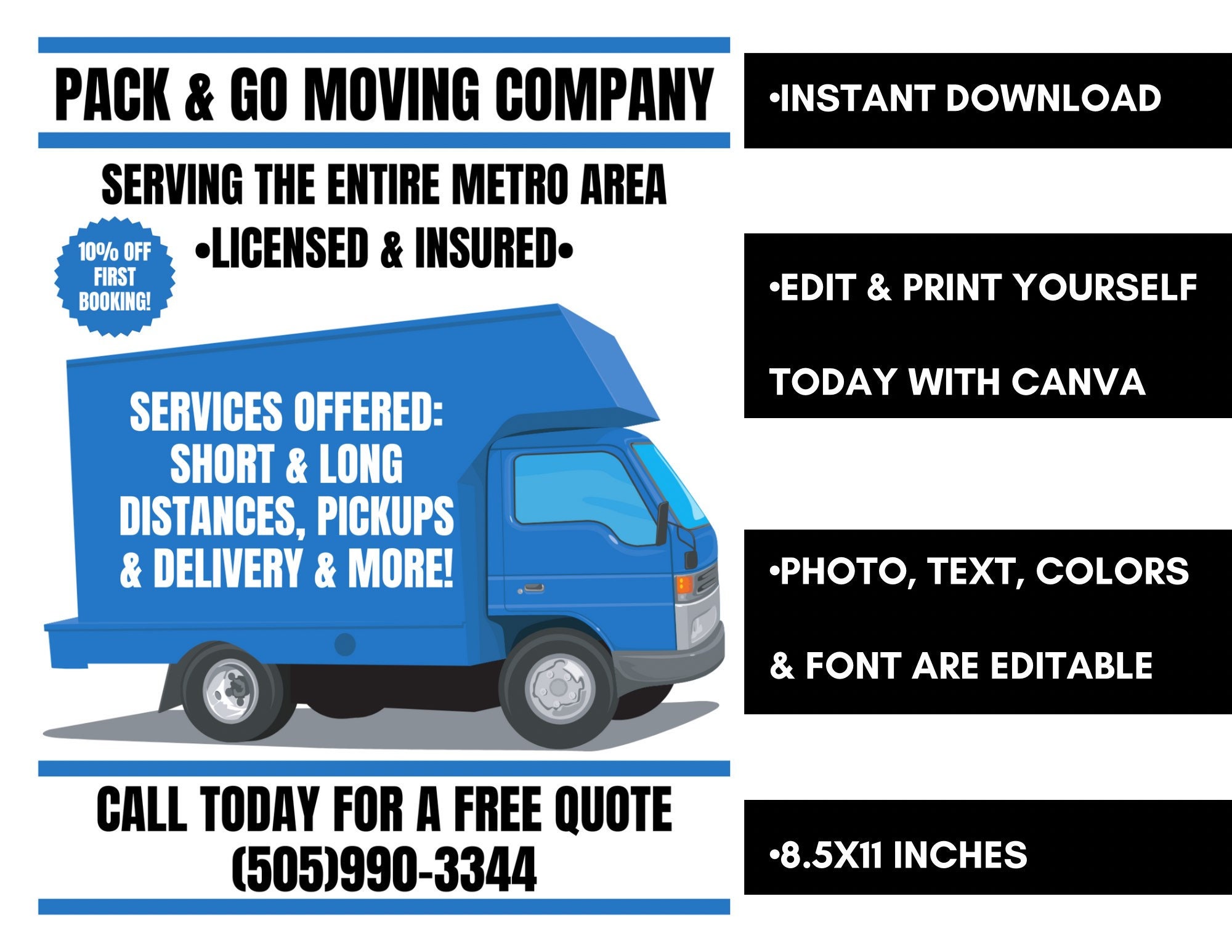 blue-moving-company-flyer-template-editable-movers-promo-poster-etsy