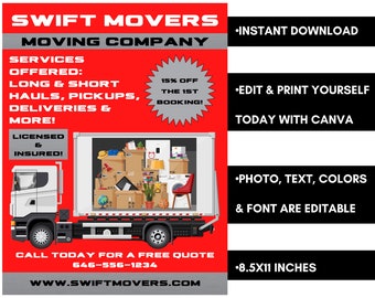 Red Moving Company Flyer Template