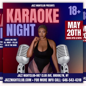 Red & Blue Karaoke Night Club Promo Flyer Template