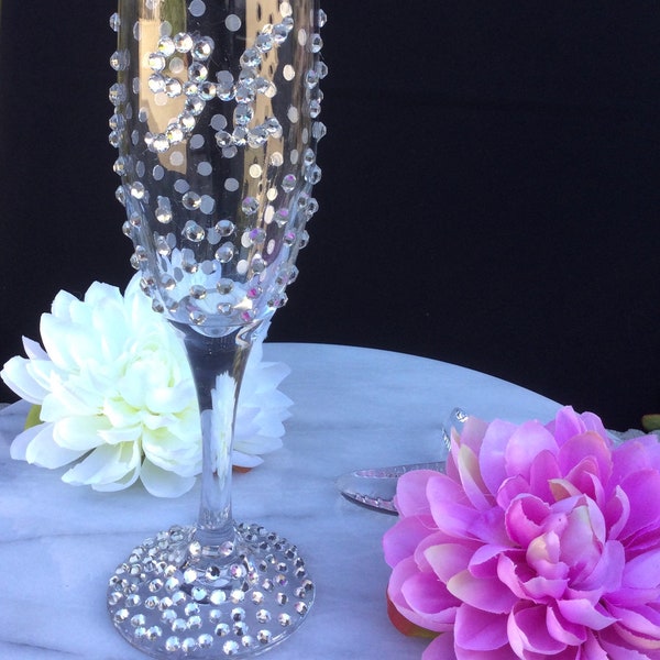 Flute Glass with Rhinestones