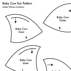 Baby Cow/Fawn Ear Digital Printable Pattern for Making Faux Fur Costume Ears