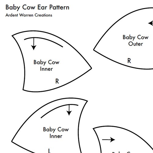 Cow Ear Pattern for Making Faux Fur Costume Ears Animal Ears - Etsy