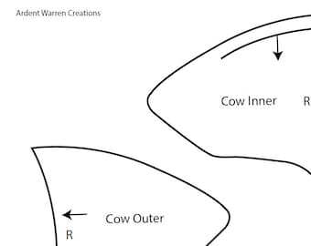 Modello di orecchio di mucca per realizzare orecchie da costume in pelliccia sintetica / orecchie di animali per cosplay