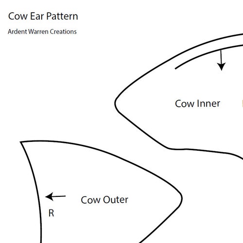 Cow Ear Pattern for Making Faux Fur Costume Ears Animal Ears - Etsy Cow Ear Pattern for Making Faux Fur Costume Ears Animal Ears - Etsy