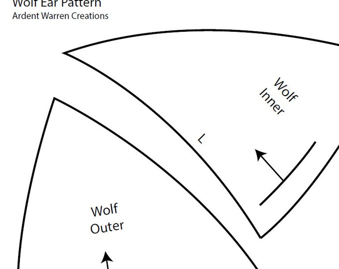 Wolf Ear Pattern for Making Faux Fur Costume Ears Animal Ears Cosplay