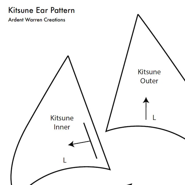 Kitsune Ears Digital Printable Pattern| DIY Faux Fur Costume Ears