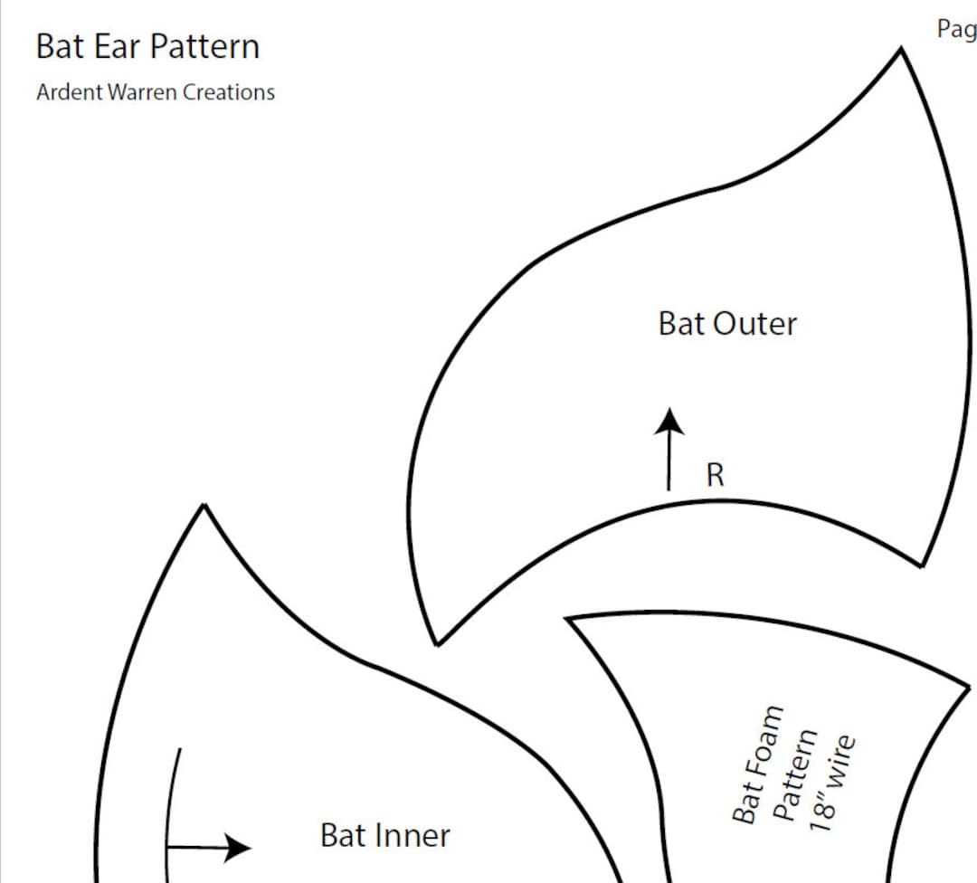 Bat Ear Pattern for Making Faux Fur Costume Ears Etsy Bat Ear Pattern for Making Faux Fur Costume Ears Etsy