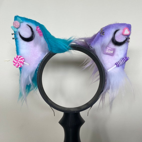 Mismatched Candy Cat Faux Fur Ears